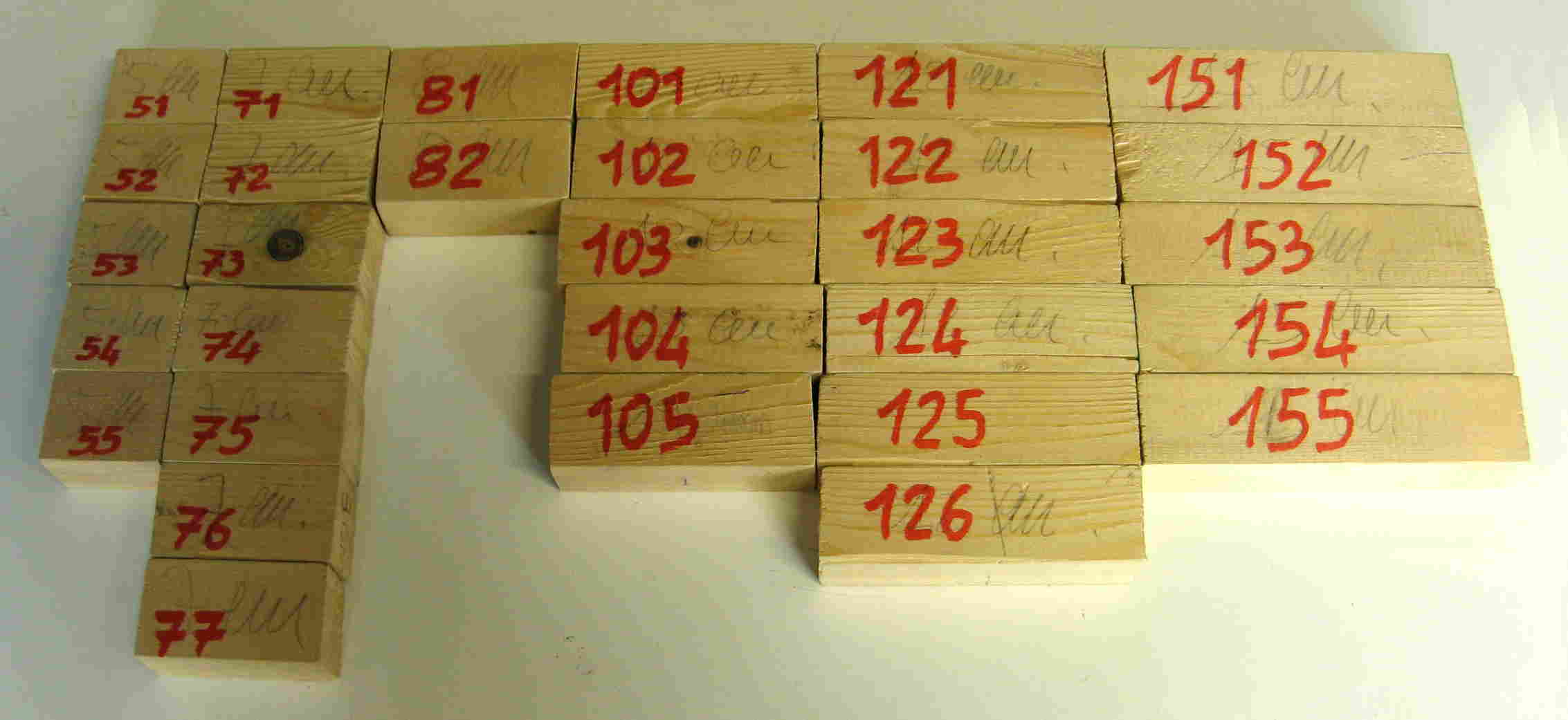 Parallelepipedi di legno di ugual sezione